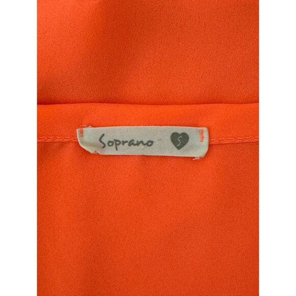 Size Small FLUORESCENT ORANGE CHIFFON LOOSE FITTING HIGH-LOW BLOUSE Top Shirt - Picture 4 of 5